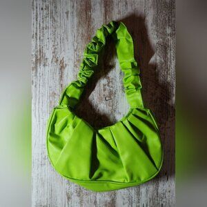 SHEIN Vibrant Lime Green Ruched Clutch Mini Fashion Solid Color Pleated Handbag